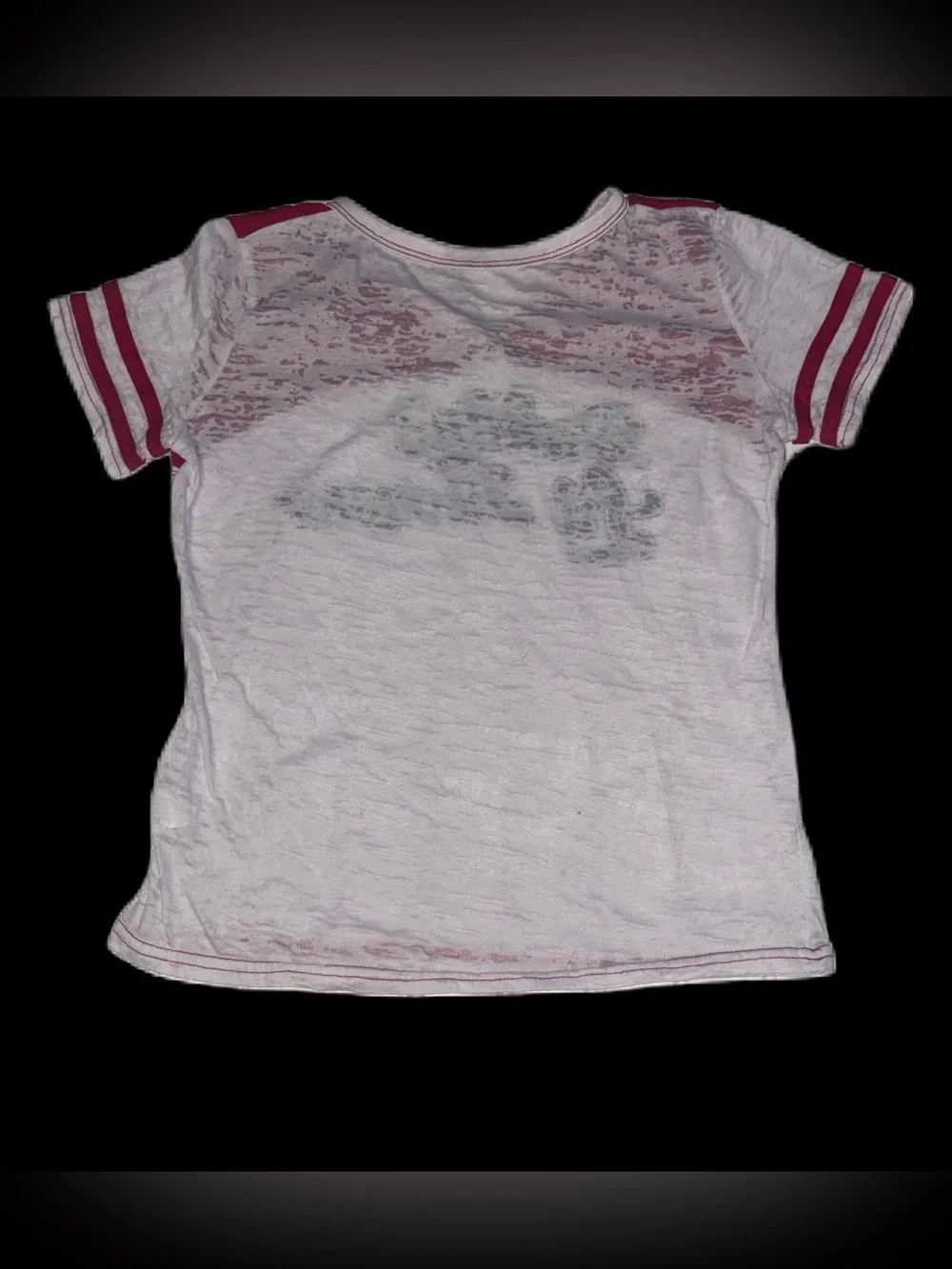Daddy's Lil Monster Red & White V-Neck Tee Shirt Girls L